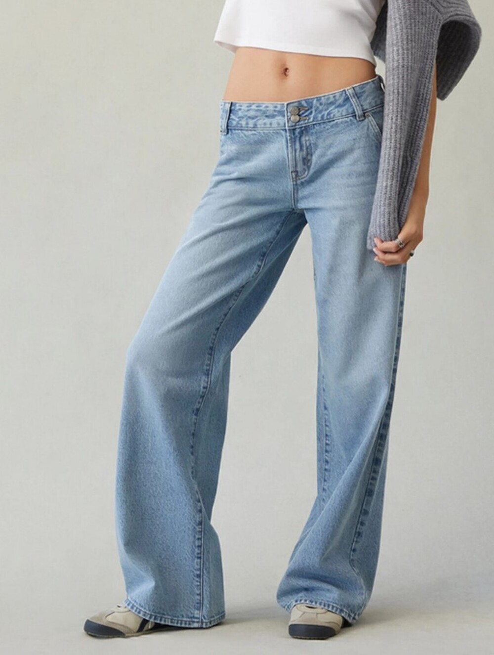 The Casey Low Rise Baggy Jeans Double Button Light Blue from Pacsun NWT